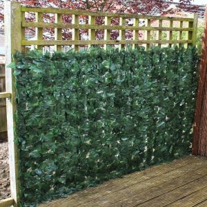 Artificial Ivy Screening on Willow Trellis 2 x 1 m Fence Hedge Maple Leaf Garden